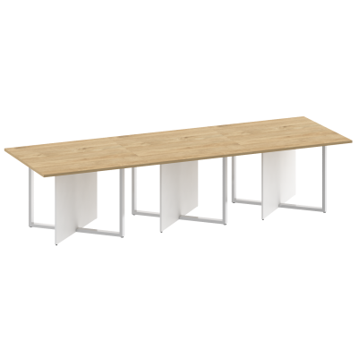 Shift Стол переговорный, тройной, прямоугольный SK.SP-KV-110-3 Тиквуд Светлый/Белый Бриллиант 3300*1