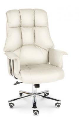 Кресло офисное / Президент / сталь + хром / слоновая кость кожа