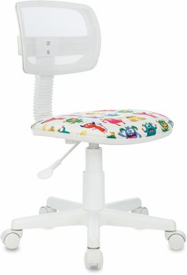 Кресло детское Бюрократ CH-W299 белый TW-15 сиденье мультиколор монстры сетка/ткань крестов. пластик пластик белый