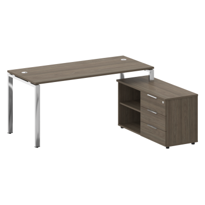 Metal System Direct Стол руковод. с тумбой БГ.СРТ-4.7 (R) Вяз Благородный/Нержавеющая Сталь 1700*152