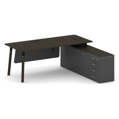 Fresco Стол руководителя FR.SR-20 (R) Дуб Темный/Базальт/Металл Черный/Нерж. Сталь 2000*1798*750