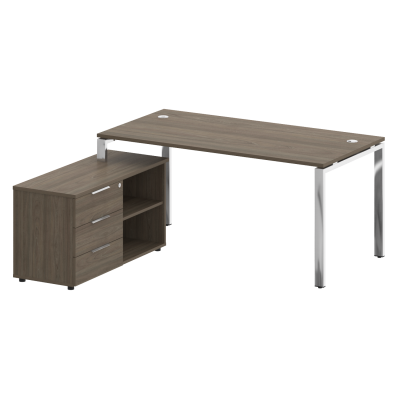 Metal System Direct Стол руковод. с тумбой БГ.СРТ-4.8 (L) Вяз Благородный/Нержавеющая Сталь 1700*162