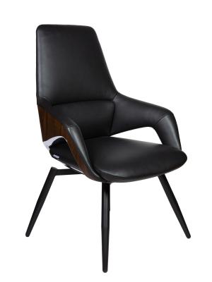 Кресло офисное / Шопен CF / черная кожа / алюминий крестовина