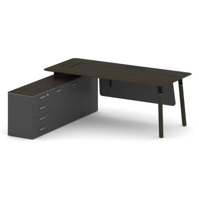 Fresco Стол руководителя FR.SR-20 (L) Дуб Темный/Базальт/Металл Черный/Нерж. Сталь 2000*1798*750