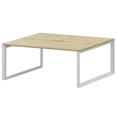 Бенч двойной на 2 рабочих места на металлокаркасе Аргентум-МП НТМП.О.Б2-160 Баттл Рок/Белый (1600x1496x750)