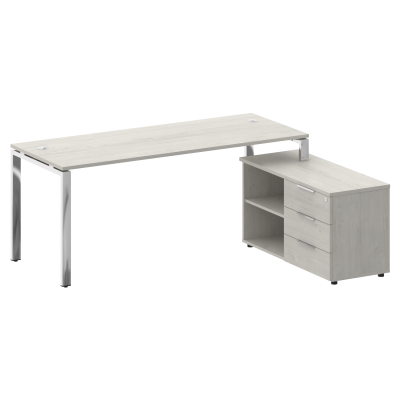 Metal System Direct Стол руковод. с тумбой БГ.СРТ-5.7 (R) Дуб Наварра/Нержавеющая Сталь 1900*1520*75