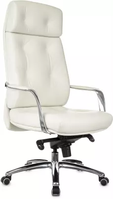 Кресло руководителя Бюрократ _DAO белый кожа крестов. алюминий