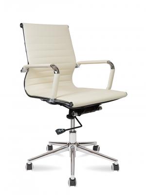 Кресло офисное / Техно LB / хром / слоновая кость экокожа