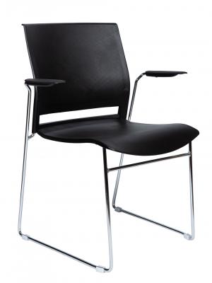 Стул / Five black / черный пластик / хром база с подлокотниками