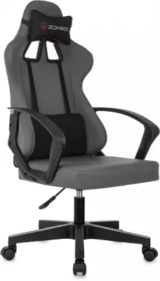 Кресло игровое Zombie 1 серый/черный крестов. пластик