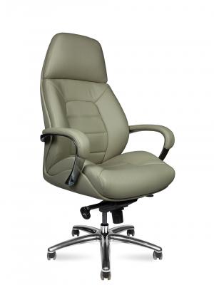 Кресло офисное / Porsche / светло-серая  кожа/ алюминий крестовина