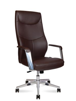 Кресло офисное / Harvard brown / алюминиевая  база  /  коричневая экокожа