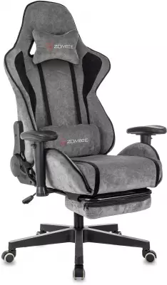Кресло игровое Zombie Drift/F серый/черный крестов. пластик подст.для ног