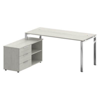 Metal System Direct Стол руковод. с тумбой БГ.СРТ-4.7 (L) Дуб Наварра/Нержавеющая Сталь 1700*1520*75