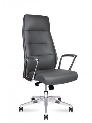 Кресло офисное / Nancy grey / алюминиевая  база / серая экокожа