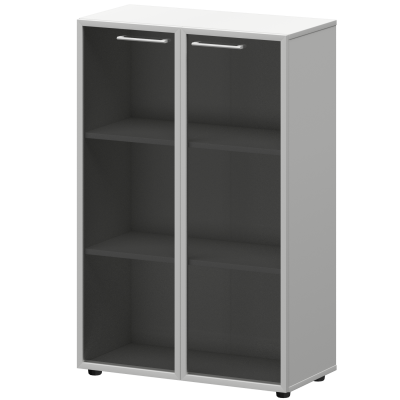 Шкаф средний со стеклом в ал. рамке Кортез СМШ38RS(Б) Белый (792x380x1190)