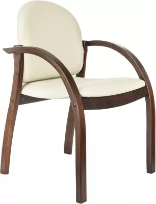 Стул Бюрократ Джуно светло-бежевый экокожа на ножках дерево