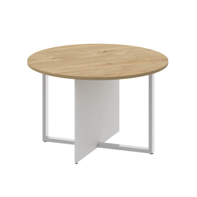 Shift Стол переговорный, круглый SK.SP-KR-120 Тиквуд Светлый/Белый Бриллиант 1200*1200*753
