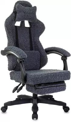 Кресло игровое Knight Lord/F темно-синий экомех крестов. пластик подст.для ног