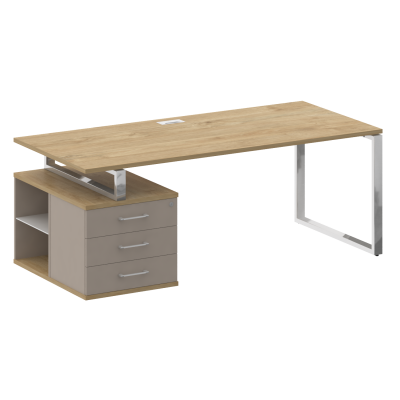 Shift Стол руководителя с опорной тумбой, левый SK.SRT-200 (L) Тиквуд Светлый/Капучино 2000*904*753