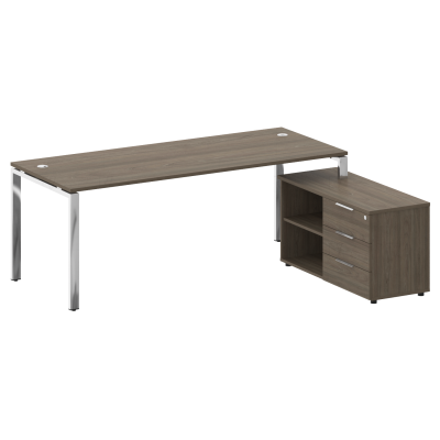 Metal System Direct Стол руковод. с тумбой БГ.СРТ-6.8 (R) Вяз Благородный/Нержавеющая Сталь 2100*162