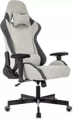 Кресло игровое Knight Regal Fabric светло-серый/серый искусственная замша крестов. металл