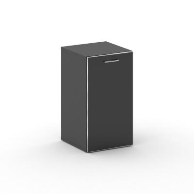 Fresco Шкаф узкий низкий левый FR.SU-302 (L) black Базальт/Лакобель Черный/Хром 450*460*807