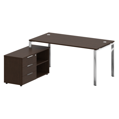 Metal System Direct Стол руковод. с тумбой БГ.СРТ-4.8 (L) Венге Цаво/Нержавеющая Сталь 1700*1620*750