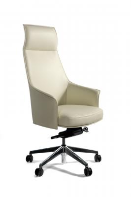 Кресло офисное / Бордо / слоновая кость кожа / алюминиевая крестовина