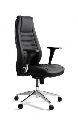 Кресло офисное / Лорд / черная экокожа / алюминий крестовина