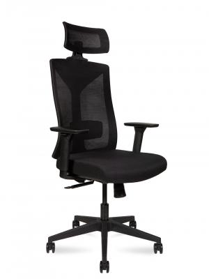Кресло офисное / Бостон / черная сетка / черная ткань / черный пластик