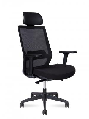 Кресло офисное / Mono black / черный пластик / черная ткань / черная сетка