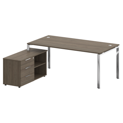 Metal System Direct Стол руковод. с тумбой БГ.СРТ-5.9 (L) Вяз Благородный/Нержавеющая Сталь 1900*172