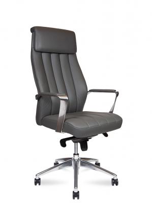 Кресло офисное / Madrid Grey / алюминиевая  база / серая экокожа
