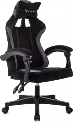 Кресло игровое Knight Wolf черный/серый крестов. пластик