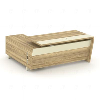 Corner Стол руководителя с тумбой COR.SRT-18 (R) Гикори Песочный/Ваниль/Металл Ваниль 1800*1800*750