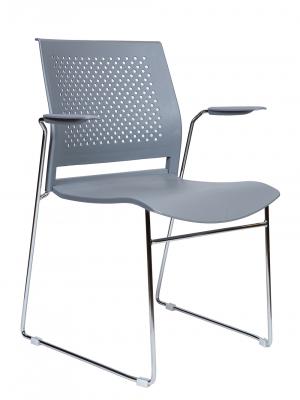 Стул / Eight grey / серый пластик / хром база