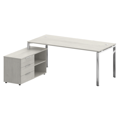 Metal System Direct Стол руковод. с тумбой БГ.СРТ-5.8 (L) Дуб Наварра/Нержавеющая Сталь 1900*1620*75