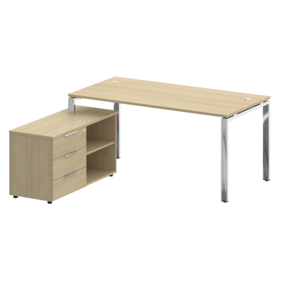 Metal System Direct Стол руковод. с тумбой БГ.СРТ-4.8 (L) Акация Лорка/Нержавеющая Сталь 1700*1620*7