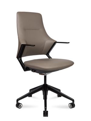 Кресло офисное / Han LB / серая кожа / черная  крестовина