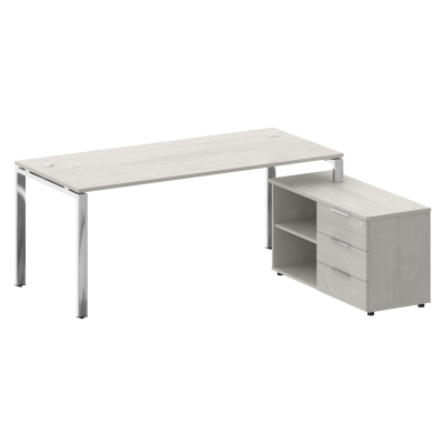 Metal System Direct Стол руковод. с тумбой БГ.СРТ-5.8 (R) Дуб Наварра/Нержавеющая Сталь 1900*1620*75