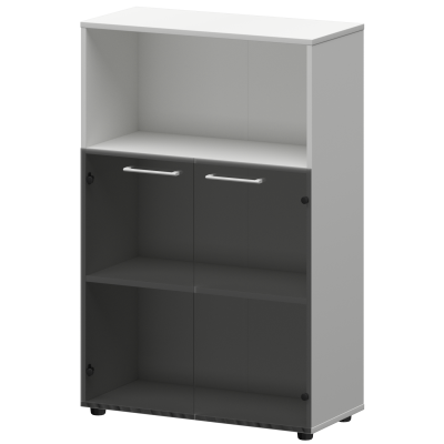 Шкаф средний с нишей со стеклом Кортез СМШ38.28S(Б) Белый (792x380x1190)