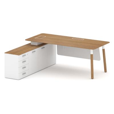 Fresco Стол руководителя FR.SR-20 (L) Дуб Светлый/Белый Бриллиант/Металл Белый/Нерж. Сталь 2000*1798