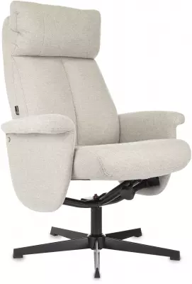 Кресло для дома Бюрократ _Baron с пуфом бежевый металл черный крестов. (_BARON/BEIGE)