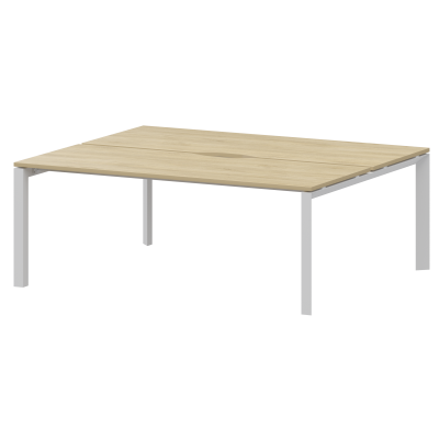 Бенч двойной на 2 рабочих места на металлокаркасе Аргентум-МП НТМП.П.Б2-200 Баттл Рок/Белый (2000x1496x750)