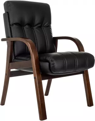 Кресло Бюрократ T-9932W-CF-Eco черный экокожа на ножках дерево