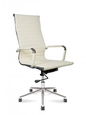 Кресло офисное / Техно / хром / слоновая кость экокожа