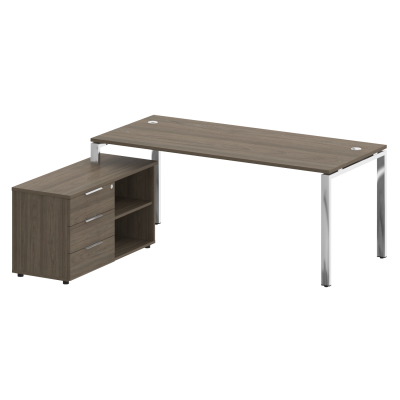 Metal System Direct Стол руковод. с тумбой БГ.СРТ-5.8 (L) Вяз Благородный/Нержавеющая Сталь 1900*162