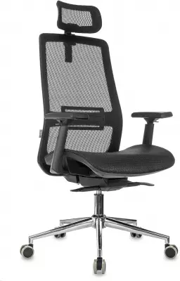 Кресло эргономичное Бюрократ MC-912-H черный сетка с подголов. крестов. металл хром