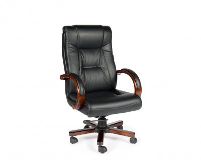 Кресло офисное / Консул кожа / дерево / черная кожа / мльтиблок
